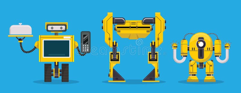 Yellow Robot character Technologie, toekomst Tekenvector illustratie vector illustratie Yellow Robot character Technologie, toekomst Tekenvector illustratie vector illustratie