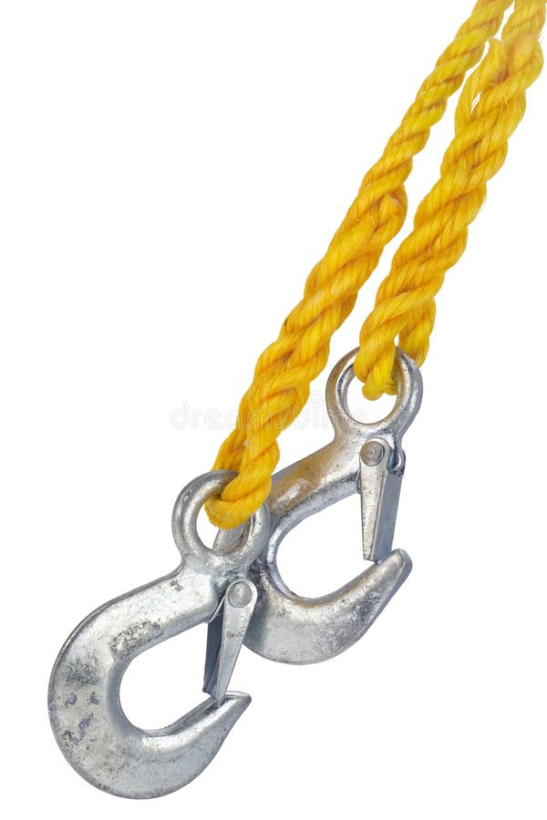 Yellow Rope with Metal Hooks Stock Photo Image of metal, strong 21029282