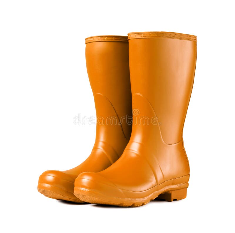 Yellow Rubber Boots Isolated on White Stock Image Image of gumbies, contemporary 62487075