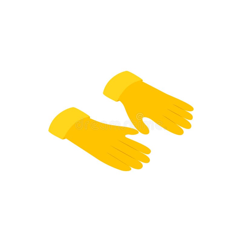 Yellow rubber gloves icon, isometric 3d style royalty free illustration Yellow rubber gloves icon, isometric 3d style royalty free illustration