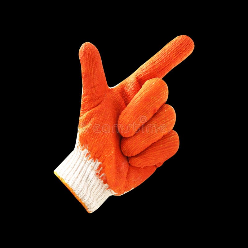 Yellow rubber protective gloves on a black background royalty free stock photo