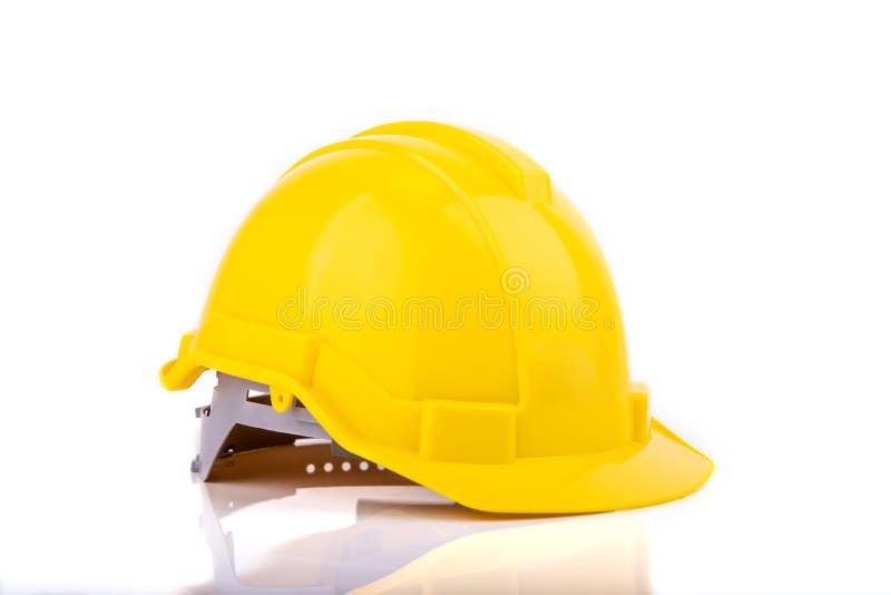 Yellow Safety Helmet or Hard Hat Isolated on White Background. Stock