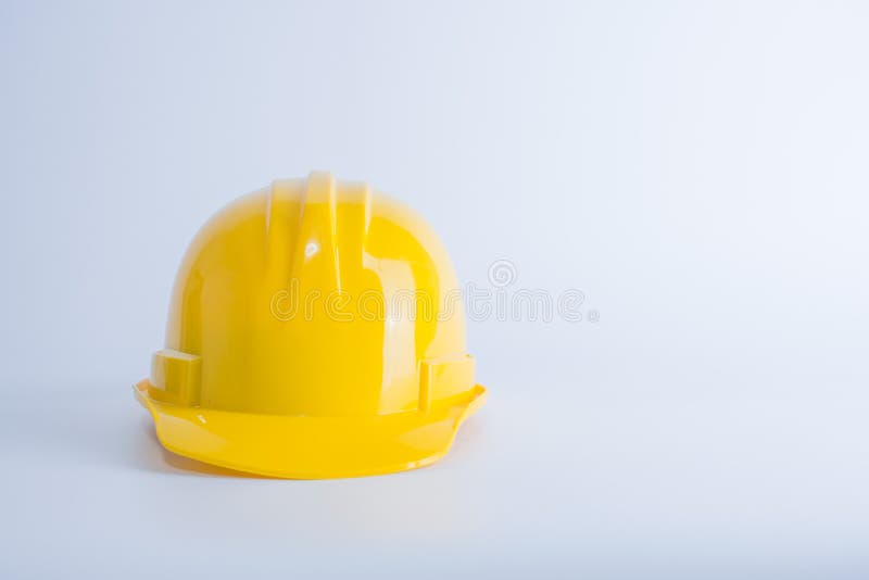 Yellow safety helmet on white background. Hard hat isolated on w