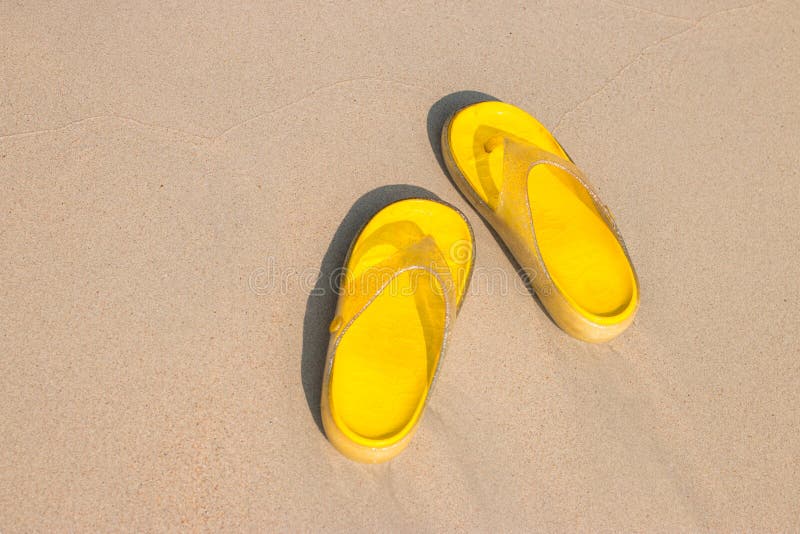Yellow sandals stock image. Image of recreation, sand 36305509