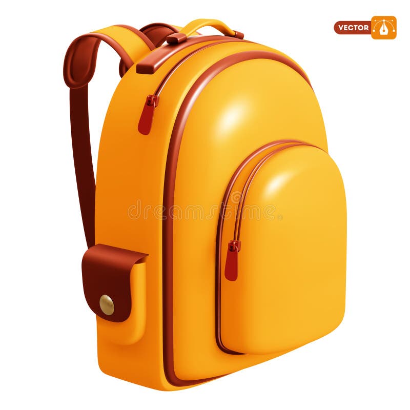 Yellow School Backpack vector illustration