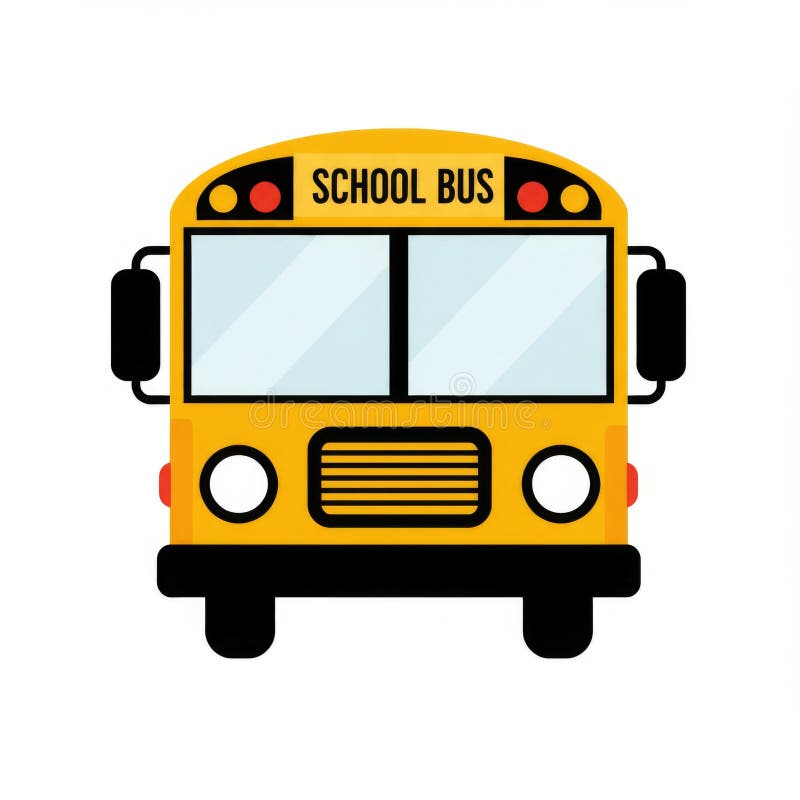 Yellow School Bus Front View Illustration vector illustration