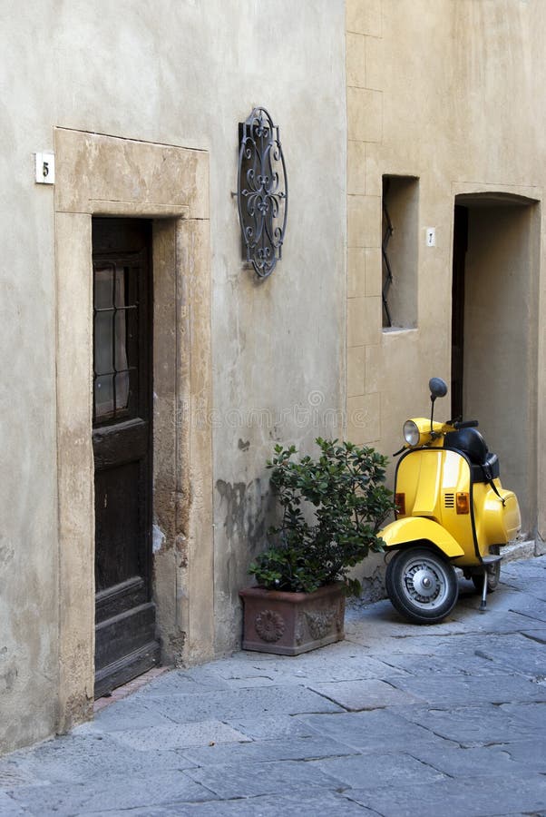 Yellow scooter stock photos Yellow scooter stock photos