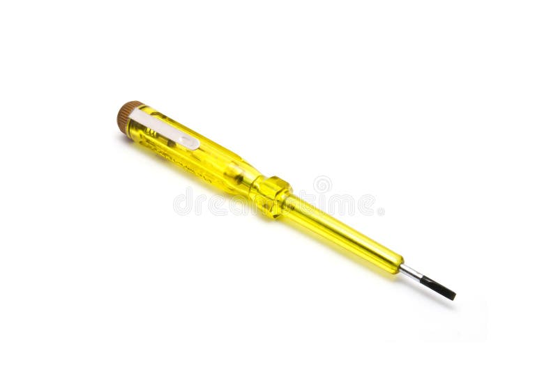Yellow Screwdriver Isolated on a White Background Stock Photo Image