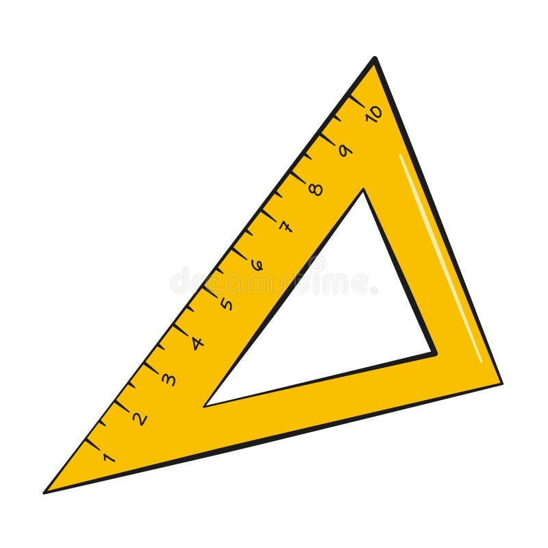 Vector Flat Icon - Yellow Silhouette Setsquare. Triangle Ruler. Stock  Vector