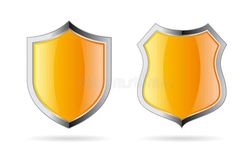 Yellow shield vector icon set stock illustration