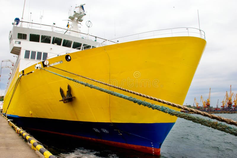 Yellow ship stock photo. Image of good, harbour, vessel 11157876