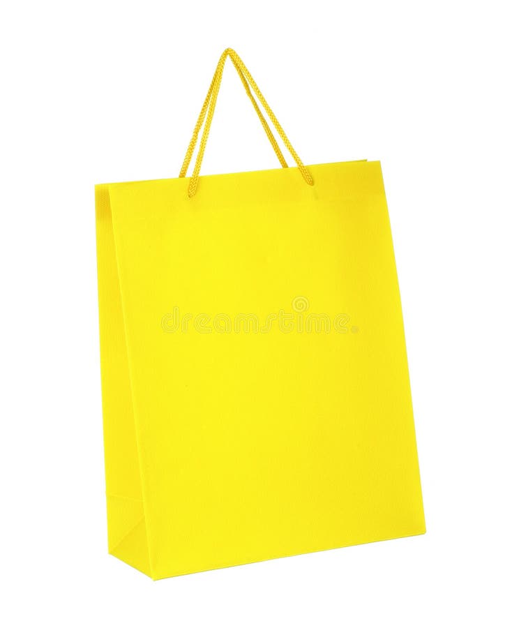 Yellow Shopping Bag Isolated on White Background Stock Image Image of