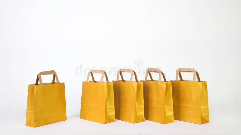 Yellow shopping bag. stock photo. Image of blank, package - 26498290