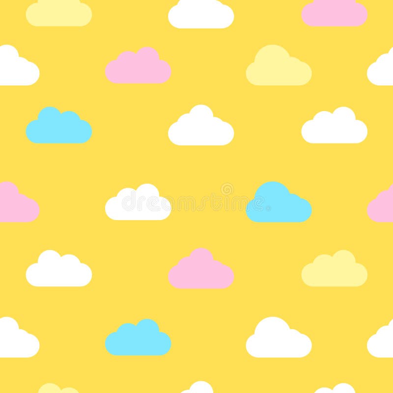 Yellow Sky with Clouds. Vector Seamless Background Stock Vector