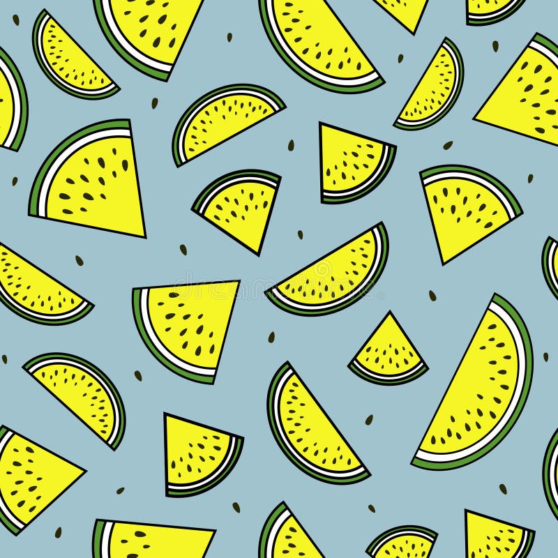 Yellow slices of watermelon. Seamless pattern