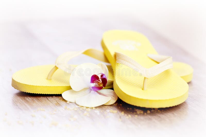 Yellow slippers stock photo. Image of home, terrycloth 24618466