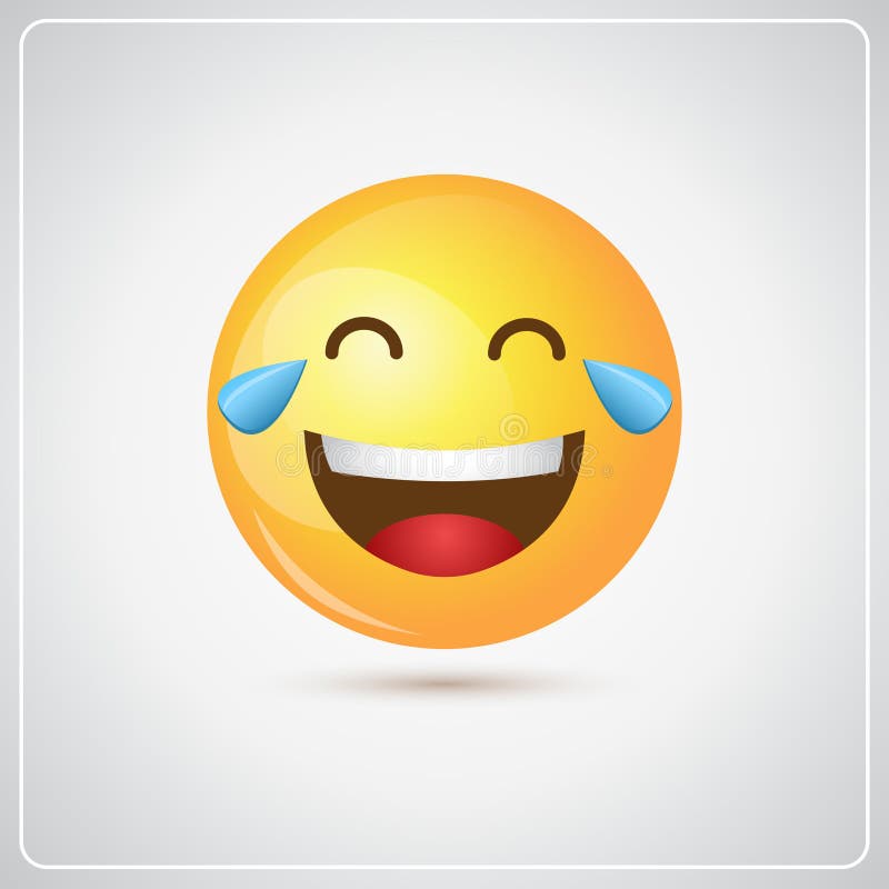 Yellow Smiling Cartoon Face Laugh Positive People Emotion Open Mouth