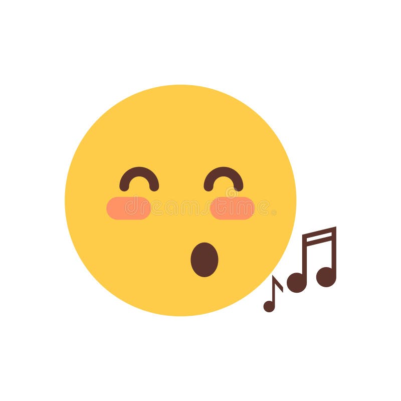 Yellow Smiling Cartoon Face Sing Song Emoji People Emotion Icon Flat Vector Illustration