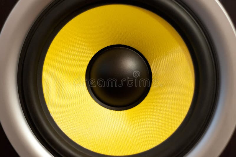 Yellow speaker stock photo. Image of black, music, equipment 23494166