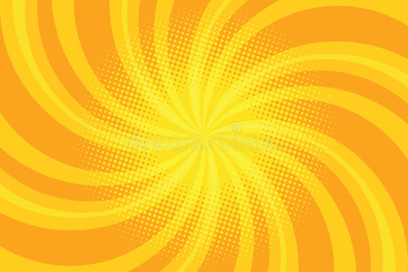 Yellow spiral pop art background
