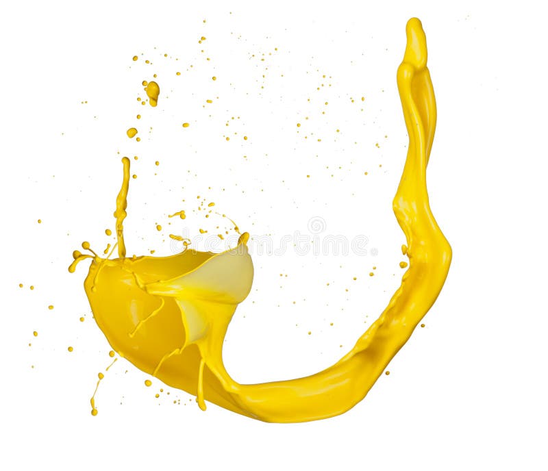 Yellow Acrylic Paint Moving in Liquid, Isolated on Black Background ...