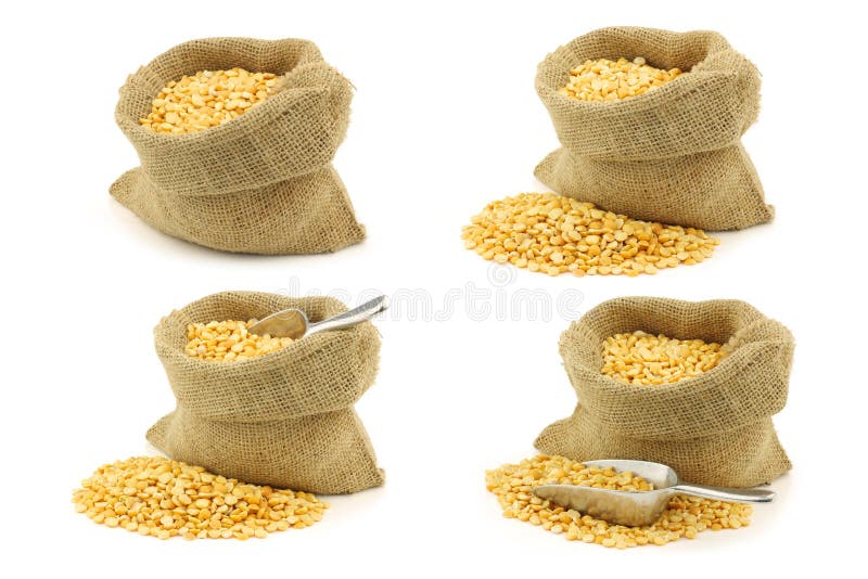 Yellow Split Peas in a Burlap Bag Stock Image Image of ingredient