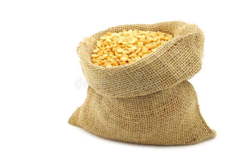 Yellow Split Peas in a Burlap Bag Stock Photo Image of utensil