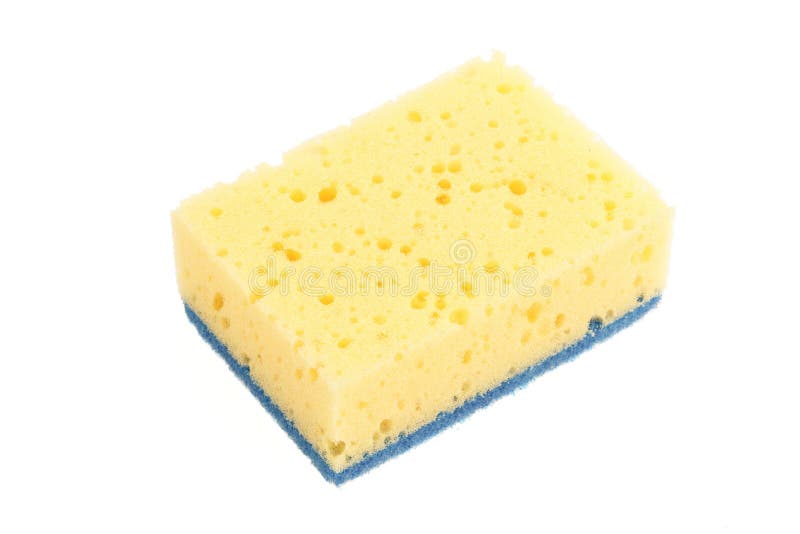 Yellow Kitchen Sponge Isolated On White Background. Stock Photo Image of mask, closeup 128644000
