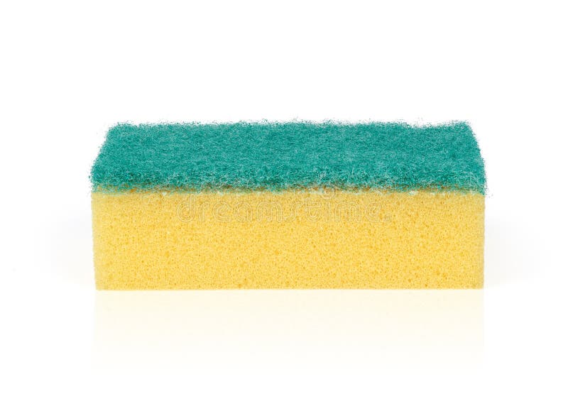 Yellow kitchen sponge for washing dishes isolated on white