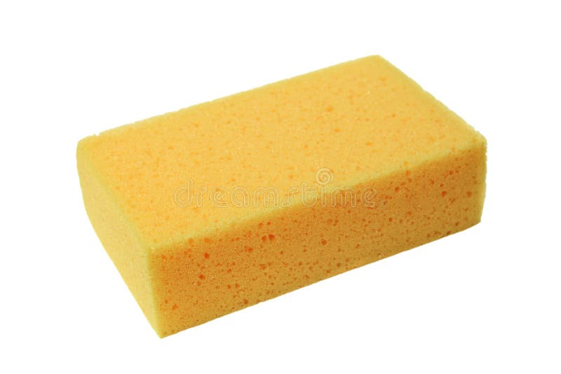 Three Yellow Sponges Washing Dishes Other Domestic Needs Isolated
