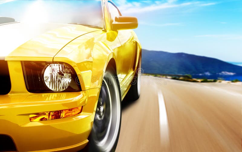 Download Yellow sport car stock photo. Image of luxury, locations - 44260996