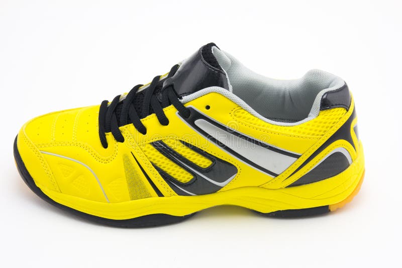 Yellow sport shoes stock image. Image of training, trendy 62917653