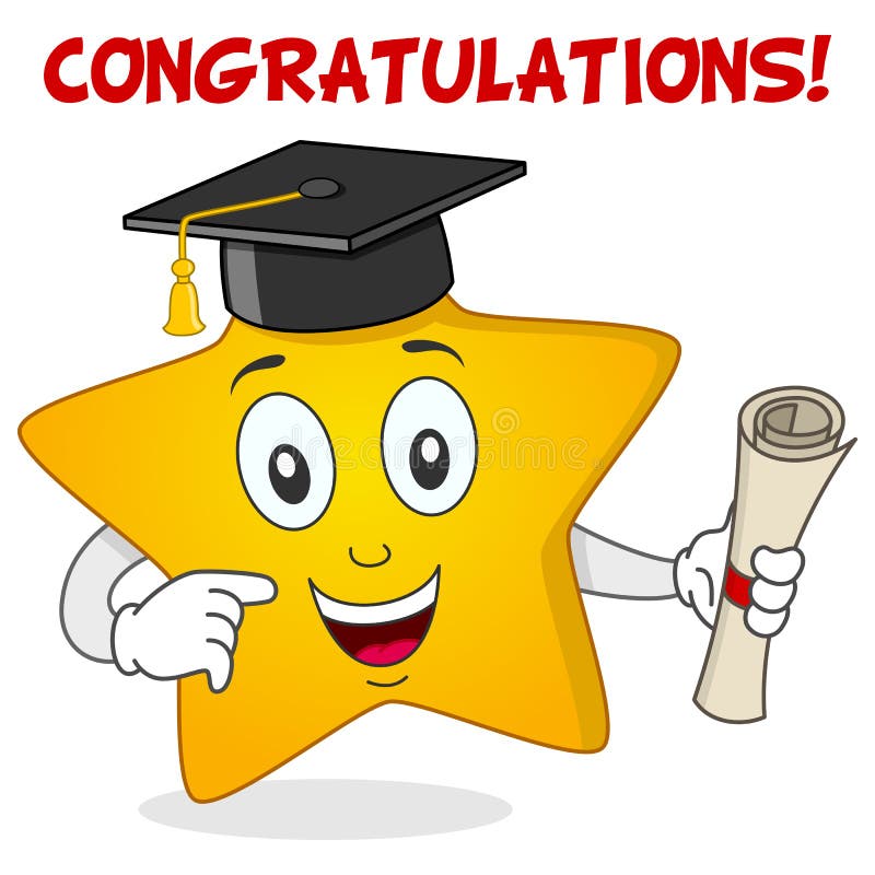 Yellow Star Character with Graduation Hat