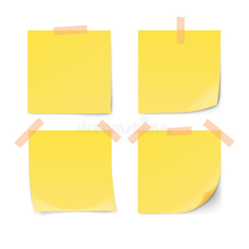 Vettoriale Stock Postit sticky note yellow isolated on transparent  background in vector format, postit trasparenti 