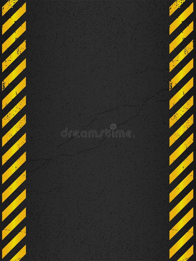 Yellow Stripped Rectangle on Black Background. Blank Warning Sign. Warning Background for Your