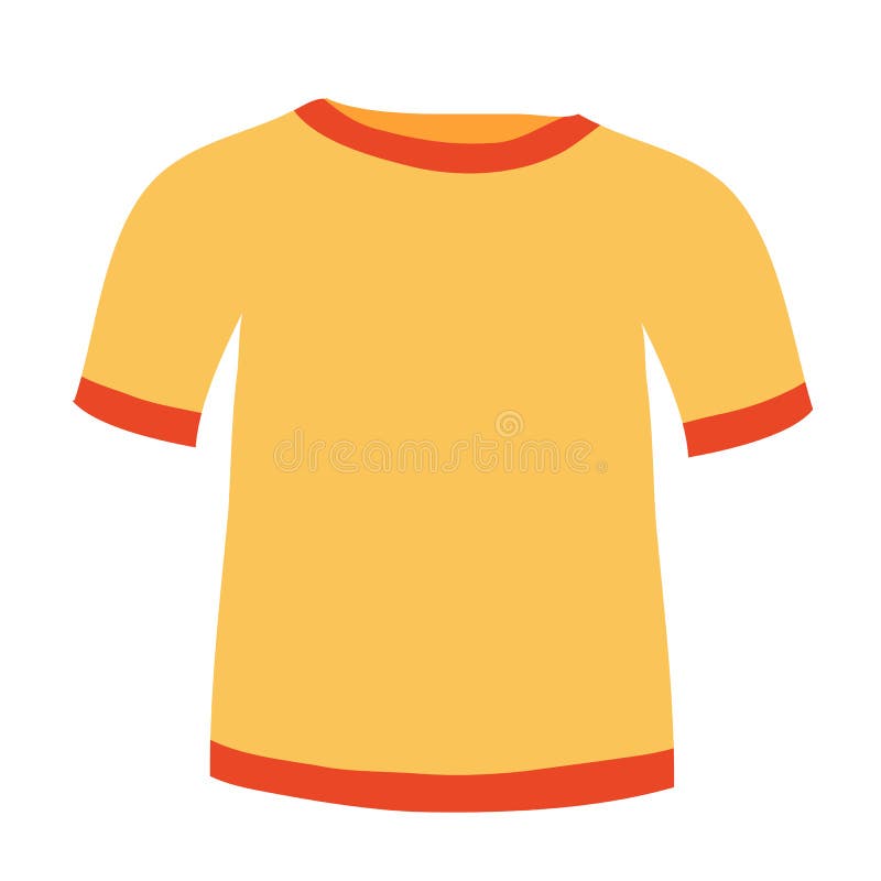 Yellow T-shirt, Flat, Isolated Object on a White Background, Vector ...