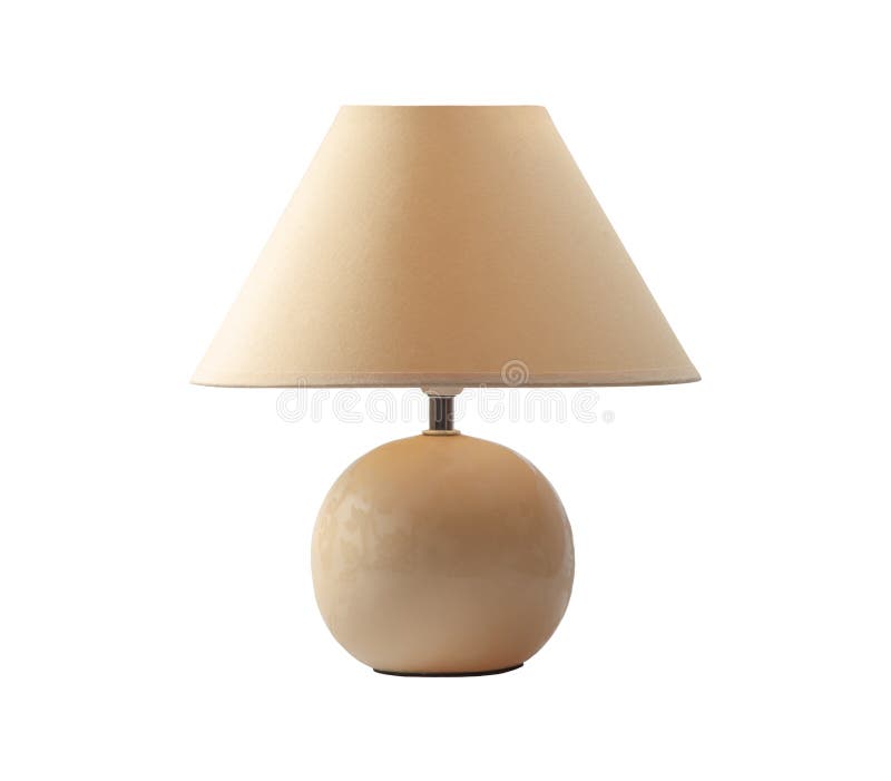 Yellow Table Lamp on White Background Stock Image - Image of night, home:  182123541