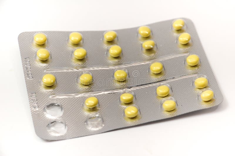 Yellow Tablets With The White Background Stock Image Image of cure