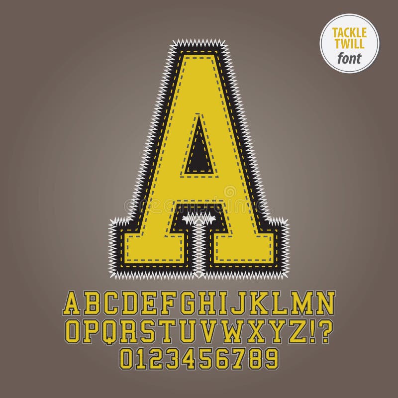 Yellow Tackle Twill Alphabet and Digit Vector