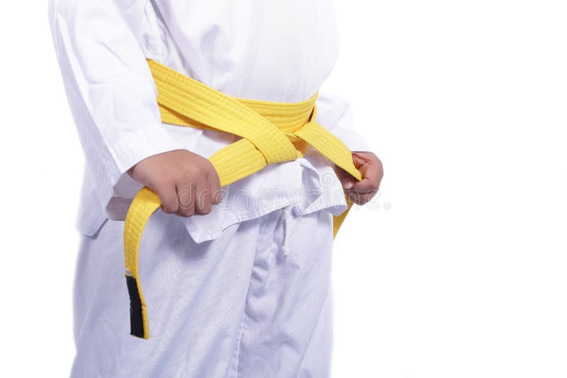 Yellow Taekwondo Belt for Martial Arts Stock Photo - Image of oriental