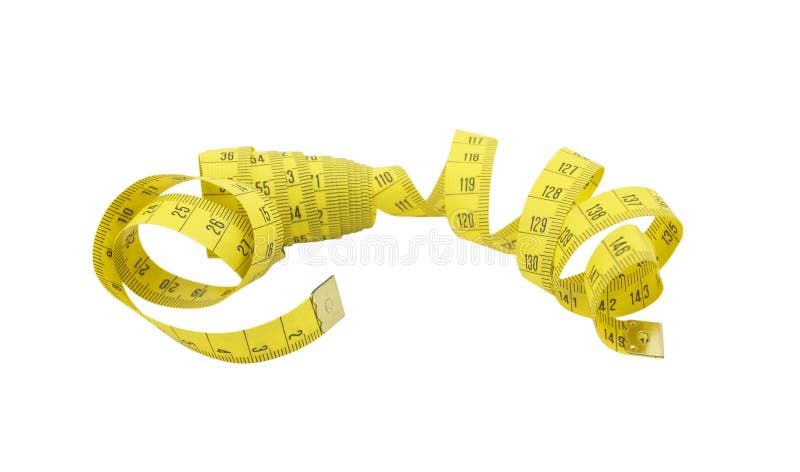 Yellow tape measure isolated on a white