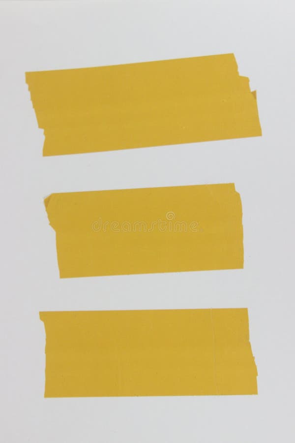 Set of Yellow Tapes on White Background. Torn Horizontal and Different