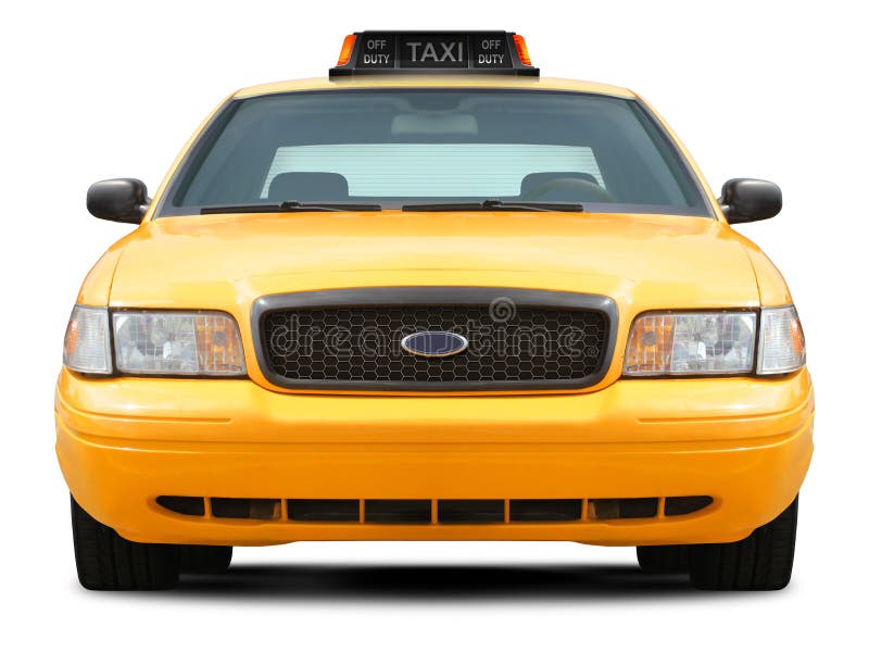 Yellow taxi car front view. royalty free stock photography