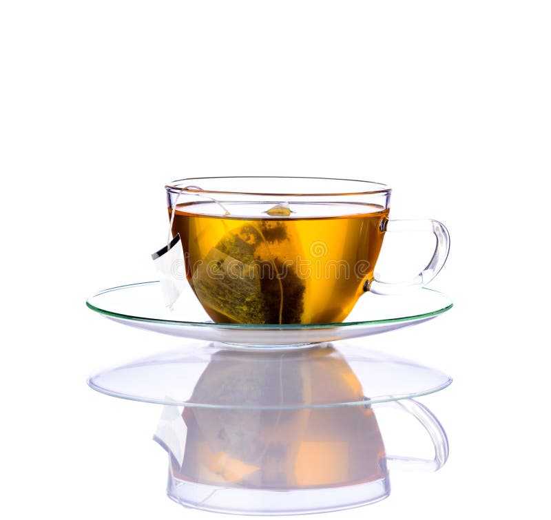 Yellow Tea with Bag in Glass Cup Stock Image - Image of fresh