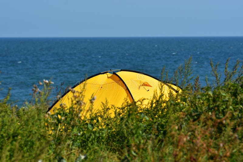 Yellow tent on Vama Veche beach, Romania