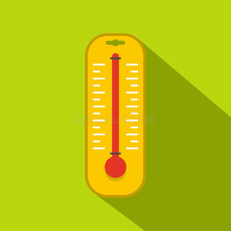 Yellow Thermometer Icon, Flat Style Stock Vector Illustration of