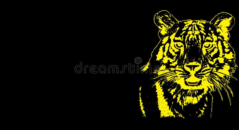 Yellow Tiger. Black Background for Design Stock Illustration - Illustration  of floral, flora: 171364847