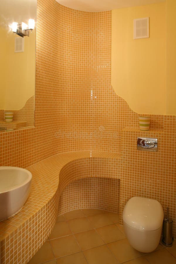 Yellow Toilet stock photo. Image of home, orange, interiors 6959142