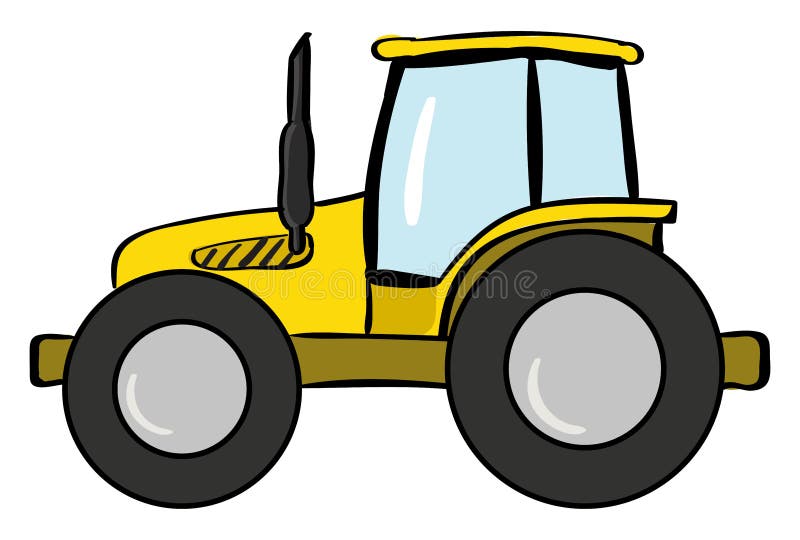 Yellow Tractor Illustration Color Vector Stock Vector Illustration of