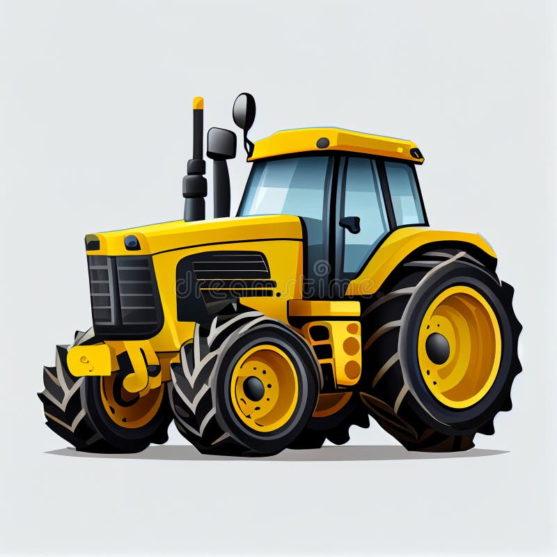 Yellow Tractor Isolated. stock illustration. Illustration of truck
